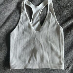 FP Movement by Free People White Ribbed V-Neck Racerback Bralette